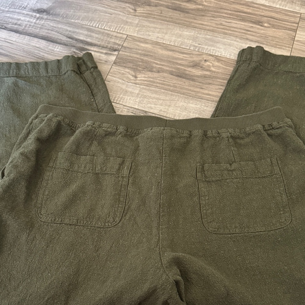 J Jill petite M Olive Green Pants linen blend - Picture 6 of 9